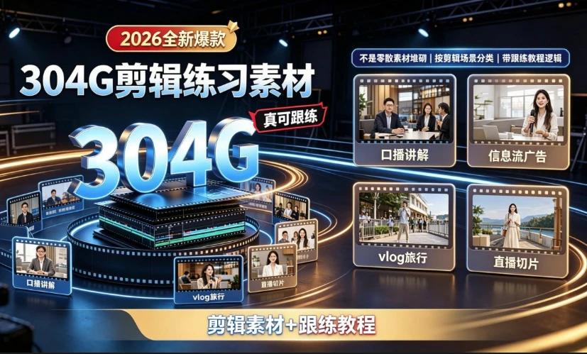 2026全新爆款304G剪辑练习素材（含课程）