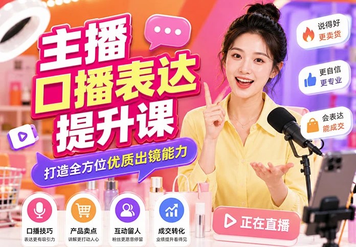 主播口播表达提升课：打造全方位优质出镜能力
