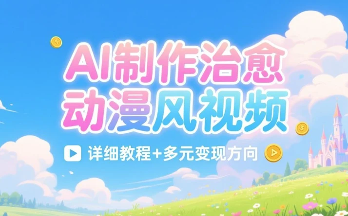 AI制作治愈动漫风视频，详细教程 多元变现方向