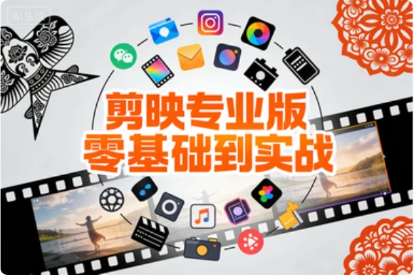 剪映专业版零基础到实战，小白速成剪辑大神全案教程